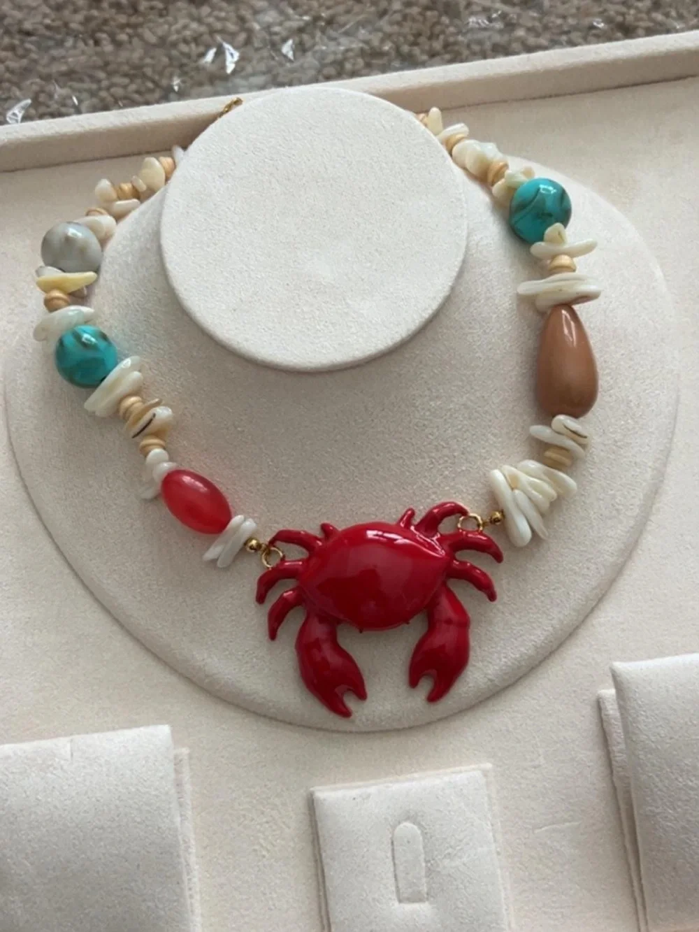 Anthropology Red Crab Statement Necklace - Women Jewelry
